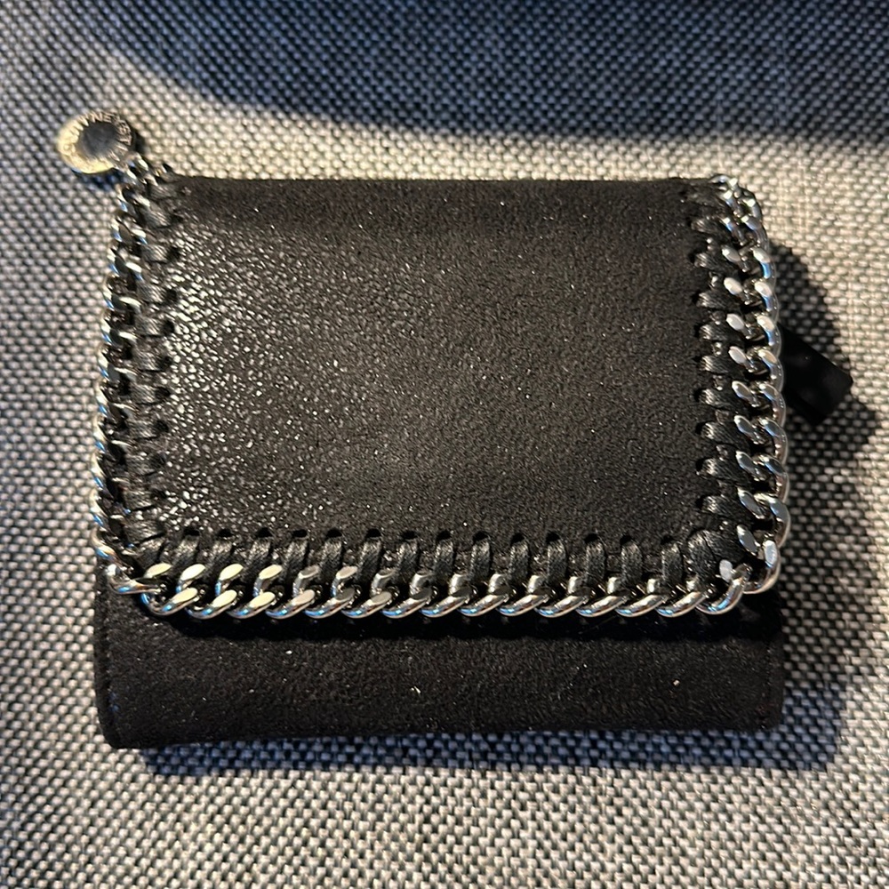 Stella McCartney Falabella black brushed-leather wallet
